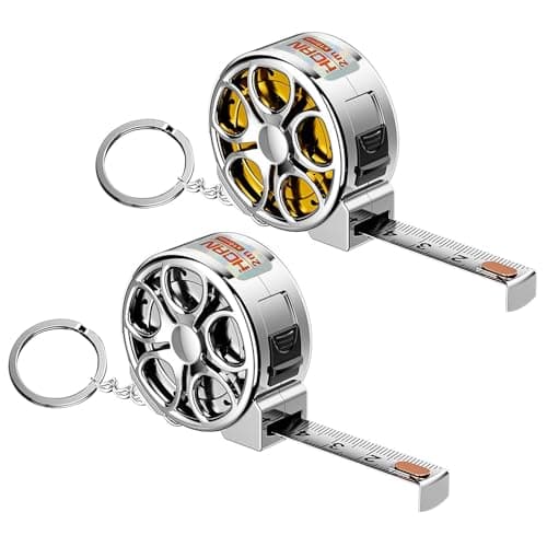 Image of Compact 2m Stainless steel Tape Measure Metric + Imperial double-sided scale with Keychain - Durable, Waterproof Mini Ruler - Ideal for DIY, Office & Woodworking Projects (2 PCS)