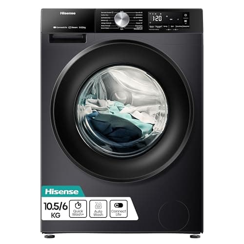 Image of Hisense 3S Series WD3S1043BB3 Wifi Connected 10.5Kg and 6Kg Washer Dryer with 1400 rpm - Black - A-D Rated