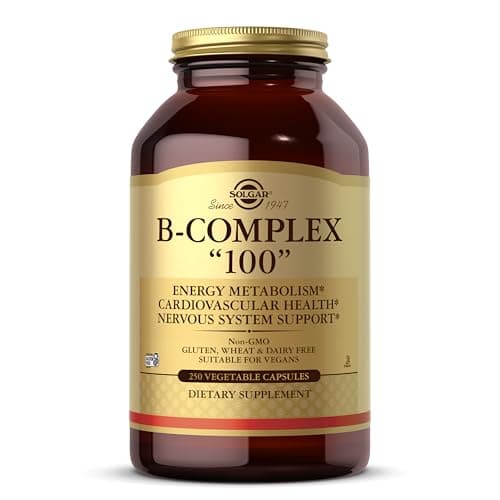 Image of Solgar Vitamin B-Complex "100" Extra High Potency Vegetable Capsules - Pack of 250 - Key Vitamin B Combination - for Increased Energy and Mental Performance - Vegan and Gluten Free
