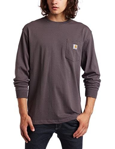Image of Carhartt Men's Workwear Jersey Pocket Long-Sleeve Shirt K126 (Regular and Big & Tall Sizes) - Gray - Large