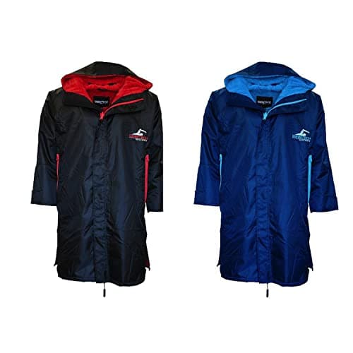 Image of 2022 SwimTech Parka Robe with Sherpa lining windproof and water resistant (XSmall, Navy/Blue)