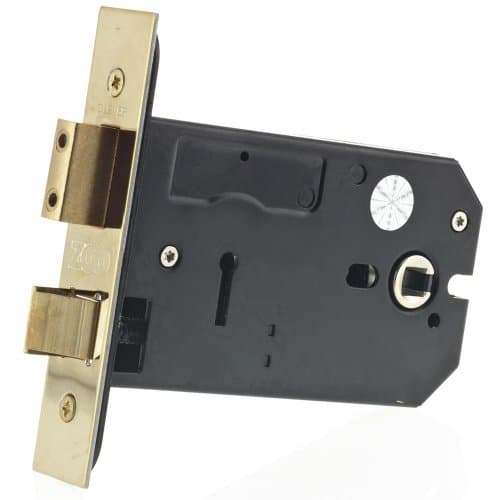 Image of ZUKH3127PVD Horizontal 3 Lever 127mm Mortice Lock Brass Faced