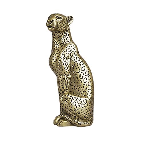 Image of Polyroyal Cheetah Statue Home Decor Leopard Sculpture Resin Sitting Cheetah Figurine Desktop Table Top Ornament Decoration for Home Office Champagne Gold