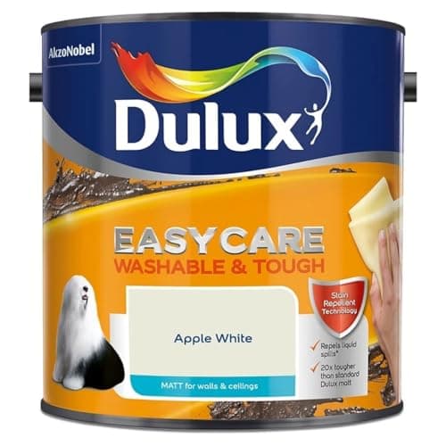 Image of Apple White Dulux Easycare Matt Emulsion Paint 2.5L – Washable & Stain Resistant, Durable Matt Finish, Quick Dry, Low Odour Interior Wall & Ceiling Paint