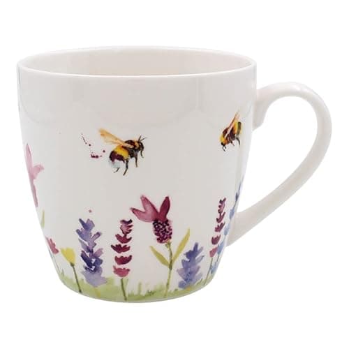 Image of Lesser & Pavey British Designed Coffee Mug | Ceramic Coffee Mugs for Home or Work | Large Mugs for Hot Drinks | Lavender & Bees Breakfast Tea and Coffee Cups - Jennifer Rose Gallery