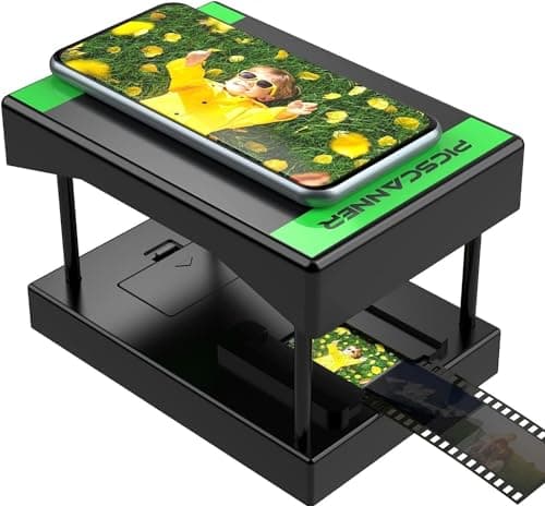 Image of Mobile Film Scanner for 35mm Negatives and Slides, Portable Foldable Film Scanner with LED Light, Convert Black and White and Colour Slides to Digital Photos, Black