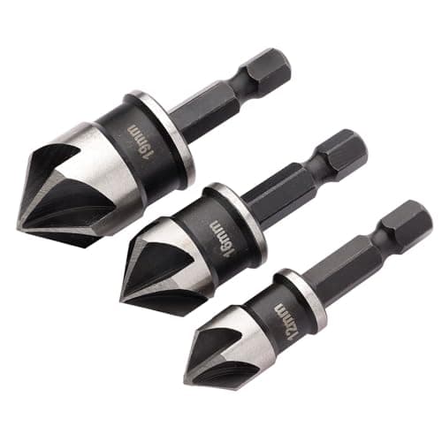 Image of Draper 3pcs Countersink Bit Set - 12430-5 Flute, 90 Degree