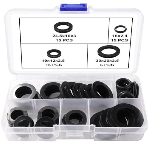 Image of Lyeteung 50 PCS 1/2 3/4 1 Inch Hose Washers Kit, Rubber Tap Seal Plumbing Gaskets, Seal O Ring Gasket, Shower Hose Rubber Washers, for Water Faucet Shower Garden Plumbing