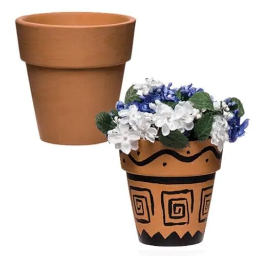 Image of Baker Ross AR459 Terracotta Flower Pots - Pack of 4, Ceramic Planters for Kids to Paint, Decorate and for STEM Learning Activities