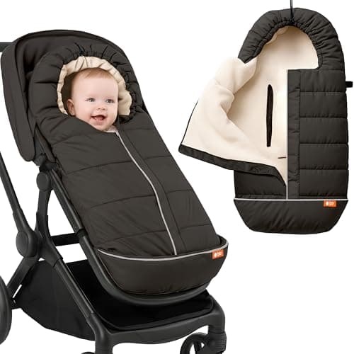 Image of Baby Uma Pram Footmuff for Pushchair Universal - Oeko-TEX® Standard 100, Fleece-Lined & Wateproof Pram Liner with Drawstring Hood, Universal Footmuff for Stroller, Fits 3 & 5-Point Harnesses