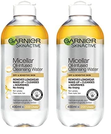 Image of Garnier Micellar Cleansing Water, Oil-Infused, 400ml (Packing May Vary). (Pack of 2)