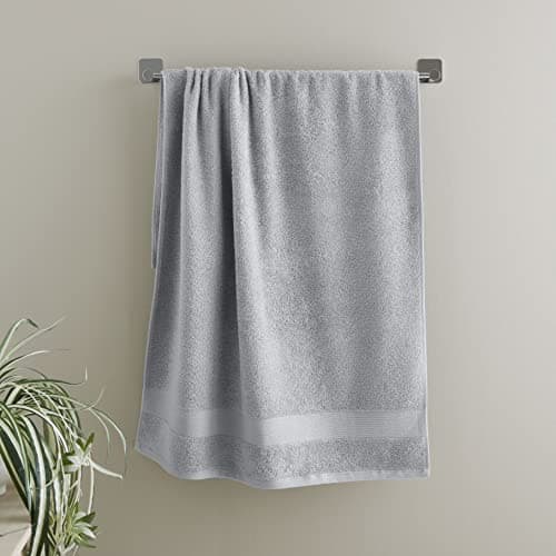 Image of Catherine Lansfield Bathroom Anti Bacterial 500 gsm Soft & Absorbent Cotton Hand Towel Silver Grey