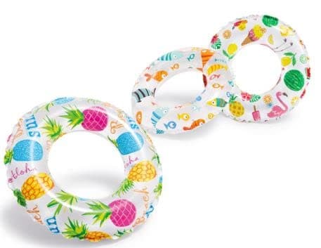 Image of Intex Lively Print Swim Rings, Pack of 3, Assorted Swim Tubes for Pool, River or Lake