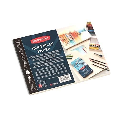 Image of Derwent Inktense Paper Pad 9 x 12", 20 Sheets, 9x12 inches, Textured Cold Pressed Watercolour Paper, Ideal for Inktense Layering Techniques, Professional Quality (2305835)