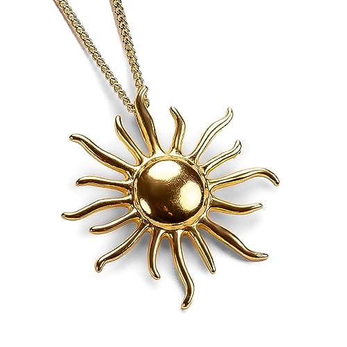 Image of HENRYKA Sun Goddess Necklace in 925 Sterling Silver & 24ct Gold Plate - 18 inch Chain | Festival Summer Vibes Jewellery | Boho Style Gifts for Girls & Women
