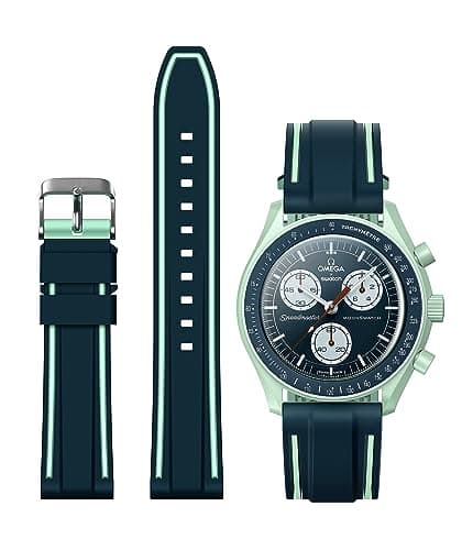 Image of Stanchev Strap for Omega x Swatch MoonSwatch/Rolex Watch/SEIKO Watch 20mm,Quick Release Omega X Swatch Moonswatch Speedmaster Watch Replacet Soft Silicone Moonswatch Swatch strap for , Green (B143)