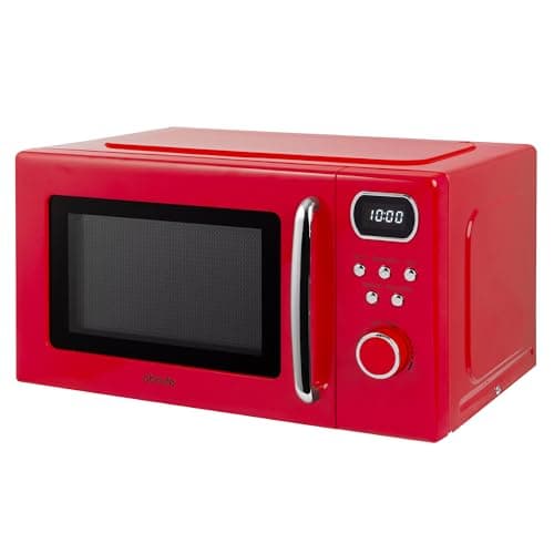 Image of Abode Retro Microwave 20 Litre Red Digital 800W, Mirror Finish, 8 Auto Cook Settings & Defrost, 5 Power Levels AMD2004R/01