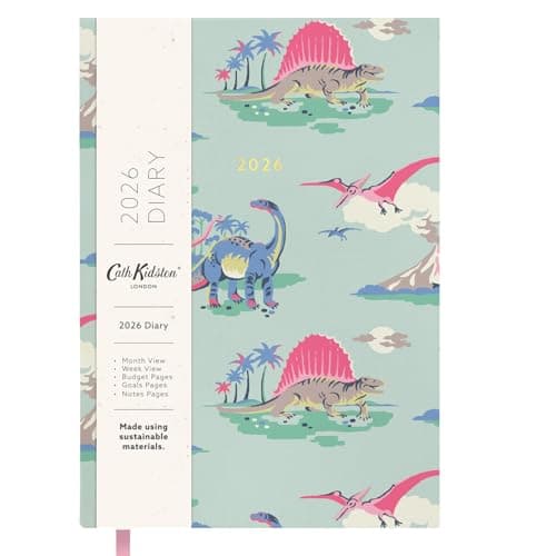 Image of Ohh Deer 2026 Diary Cath Kidston Dinosaur Design - Cloth bound A5 Diary - Week to View with Monthly Planner