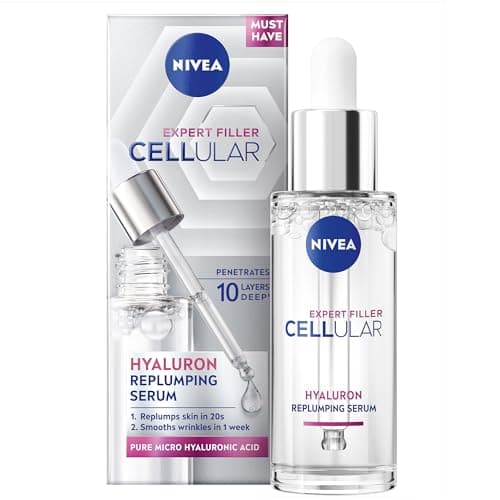 Image of NIVEA Cellular Expert Filler Hyaluron Acid Replumping Serum (30ml), Anti-Ageing Face Serum For Visibly Smoother, Hydrated, and Supple Skin, Dermatologically Approved Hyaluronic Acid Serum