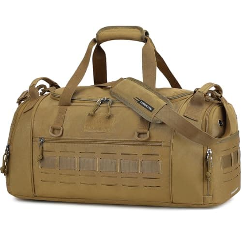 Image of TONRUYN Sports Gym Bag for Men 45L Travel Duffel Bag with Shoe & Laptop Compartment Medium Sports Holdall Duffle Bag for Fitness Training Workout Weekend, Brown