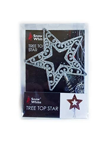 Image of Homestreet Christmas Star Tree Topper 14cm Metal Wire Glitter (Silver)