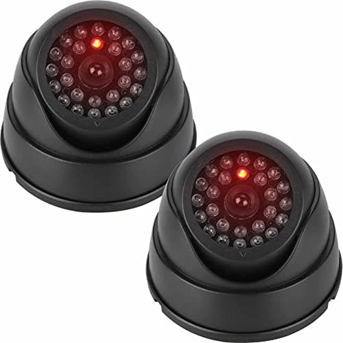 Image of JUSTOP 2x Dome Dummy CCTV Camera Outdoor/Indoor Waterproof With Reality LED Light Fake CCTV Cam - Black (Twin Pack),JT-DMC-D-2BK