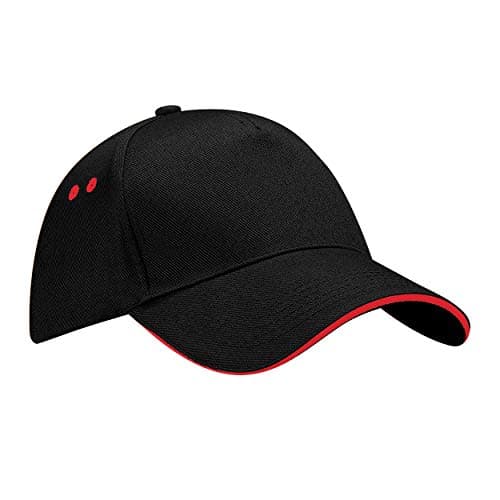 Image of Beechfield ultimate 5 panel cap – sandwich peak, various colours - black - One size
