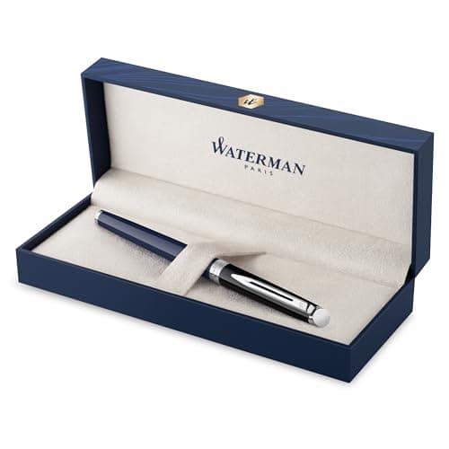 Image of Waterman Hémisphère Rollerball Pen | Black & Blue Lacquer with Palladium Coated Trim | Fine Point | Black Ink | Gift Box