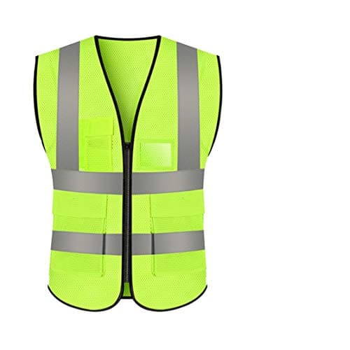 Image of JZK Yellow XXXL mesh Safety Vest with Pockets and Zipper, high Visibility mesh Waistcoat Reflective Vest Jacket for Men Women Adults, hi vis Vest with Pockets