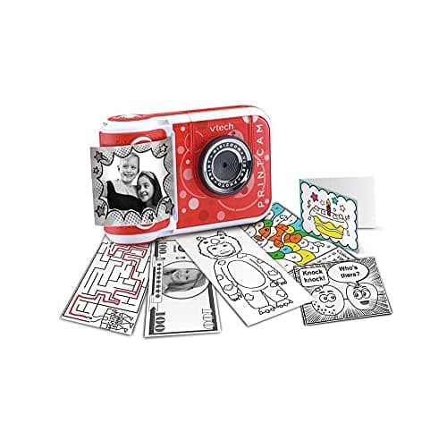 Image of VTech KidiZoom PrintCam (Red), Digital Instant Camera for Children with Built-In Printer, Video Recording, Special Effects, Fun Games & Comic Strip Maker, Rechargeable Battery, Age 5 Years +