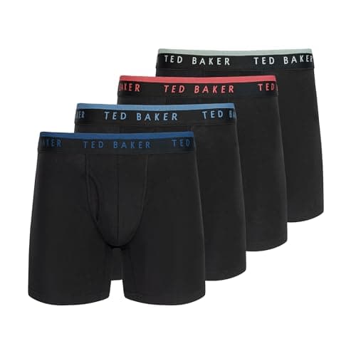 Image of Ted Baker Men's Standard 4 Pack Cotton Stretch Boxer Briefs, Black Beauty