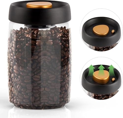 Image of RROAD Coffee Storage Container Vacuum Seal for Jars, Glass Kitchen Storage Jars, Coffee Canisters with Airtight Lid Seal, Food Storage Containers - Perfect for Coffee Beans, Tea, Sugar (1200ml)