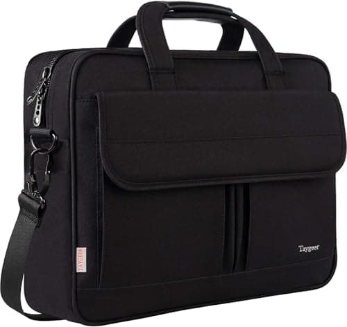 Image of Taygeer Laptop Bag 15.6 Inch, Business Laptop Bags for Men Messenger Briefcase for Men Office Case 15 Inch Carry Case Computer Document Handbag for School, Work, Uni, Black