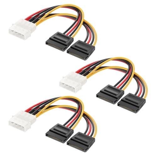 Image of Cable Matters 3-Pack 4 Pin Molex to Dual SATA Power Y Cable Adapter - 15cm