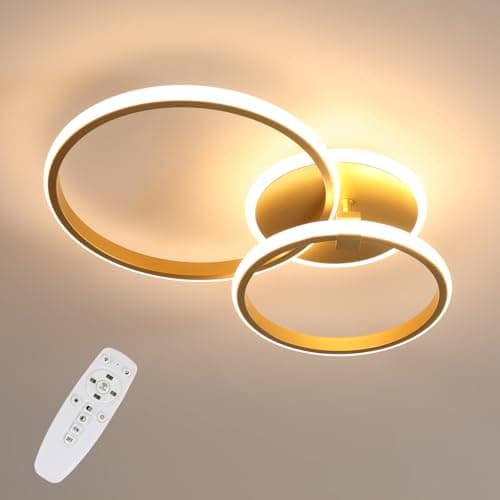 Image of Riserva Dimmable LED Ceiling Light with Remote Control, 42W Modern Round LED Chandelier, 3000K-6500K, Gold LED Ceiling Lights for Bedroom, Living Room, Dining Room, Hallway, Hotel