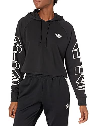 Image of adidas Originals Women's Cropped Letter Hoodie, Black, Large