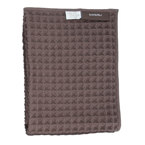 Image of KOSMU Luxury Japanese Cotton Silk Waffle Bath Towel | Plush, Absorbent, and Quick Dry | Free Storage Bag Included (Hand Towel, Dark Cocoa, 80x40cm)