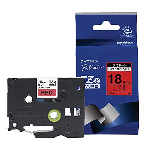 Image of Brother Genuine P-Touch TZE-441 Tape, 3/4" (0.7") Wide Standard Laminated Tape, Black on Red, Laminated for Indoor or Outdoor Use, Water-Resistant, 0.7" x 26.2' (18mm x 8M), Single-Pack, TZE441