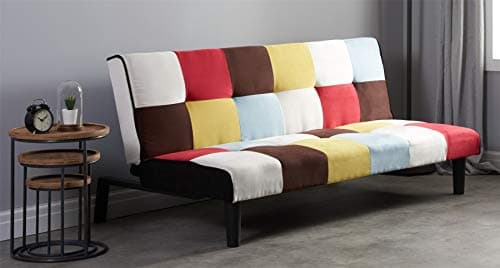 Image of Birlea Multi Coloured Sofa Bed Rainbow 3 Seater Settee Fabric Scandinavian Retro