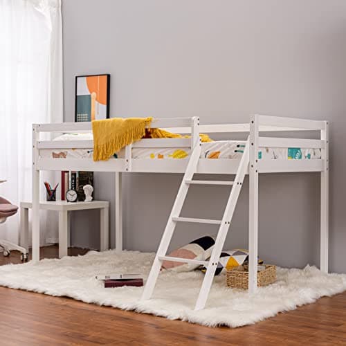 Image of Panana Mid Sleeper Bunk Bed 3FT Single Bed Frame Wood Cabin Bed, for Kids, 01-Mid Sleeper (White)