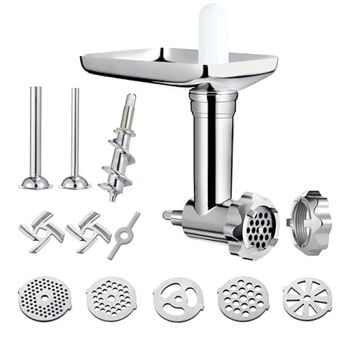 Image of Metal Food Grinder Attachment for KitchenAid Stand Mixers Includes Sausage Stuffer Tubes,Durable Meat Grinder Food Processor Attachment for kitchenAid,with a Wealth of Accessories