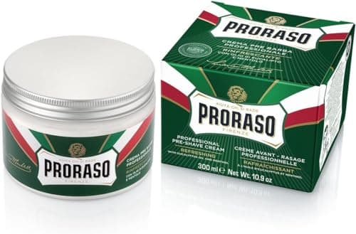 Image of Proraso Pre Shave Cream, 300ml, Refreshing Pre Shaving Cream for Men with Eucalyptus Oil and Menthol, Made in Italy, Green