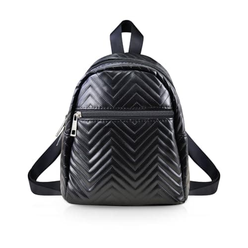 Image of WisePoint Women's Fashion Backpacks, PU Leather Mini Backpack Small Backpacks for Women and Girls, Classic Girls Backpack with Zipper Womens Backpack for Shopping, Dating, Travelling (black)
