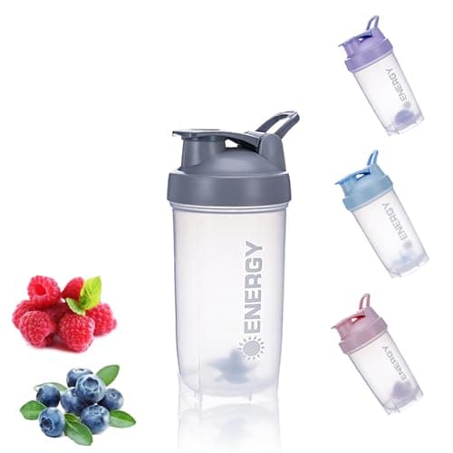 Image of chenqi Protein Shaker Cup with Mixer Ball Gym Shaker Bottle Portable Milkshake Water Cup BPA Free, 500 ml(Grey)