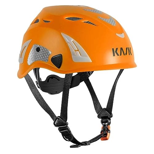 Image of KASK Safety Helmet Superplasma HI VIZ - Workplace Safety Helmet, Rotating Wheel, Reflective Strips, EN 397, Color: Orange
