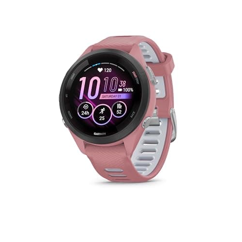 Image of Garmin Forerunner 265S with Music, 42mm GPS running smartwatch, AMOLED touchscreen, advanced training & insights, training & HRV status, safety & tracking features, up to 15 days battery life, Pink