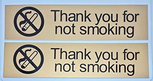 Image of Thank you for Not Smoking | 2 x Self Adhesive No Smoking Signs 200mm x 50mm | For Indoor & Outdoor Use | Made by ShieldUp