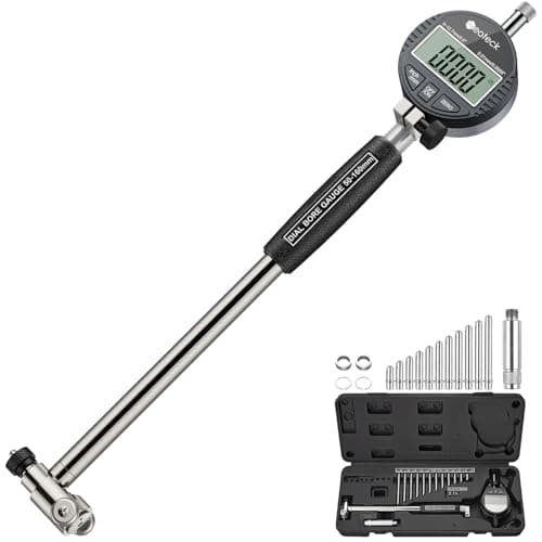 Image of Neoteck Bore Gauge Set Digital Indicator Dial Bore Gauge (50-160mm /0.01mm) Measurement with Self-Centering Dial, Carbide Anvils,and Insulated Grips for Deep Engine Cylinder Measurement-Silver+Black