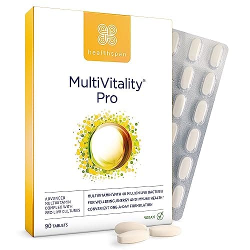 Image of Healthspan Multivitamin with Live Cultures (90 Tablets) | Supports Immune Health | Maintain Energy Levels | Multivitamin & Live Bacteria Cultures | Added Vitamins C & D3 | Vegan