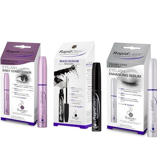 Image of RapidLash Bundle - 1 x RapidShield Eyelash Daily Conditioner, 4 ml, 1 x RapidLash Eyelash Enhancing Serum 3 ml & 1 x RapidGlam Eyelash Enhancing Mascserum, 4 g (Pack of 1)